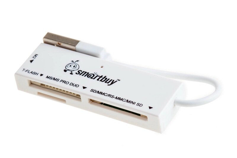 Картридер Smartbuy 717, USB 2.0 SD/microSD/MS/M2, белый (SBR-717-W) ##от компании## Медиамир - ##фото## 1