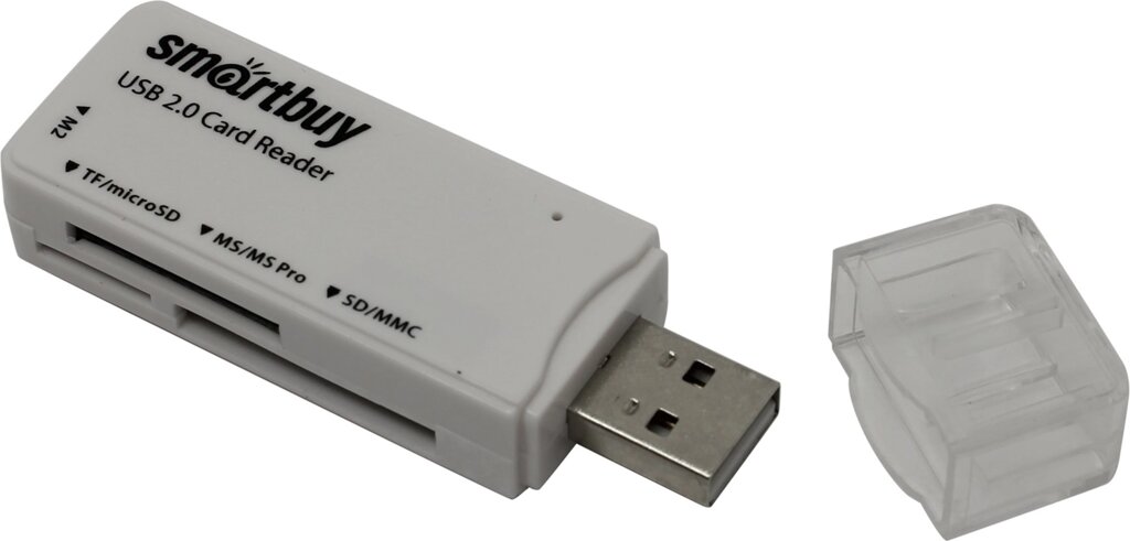 Картридер Smartbuy 749, USB 2.0 SD/microSD/MS/M2, белый (SBR-749-W) от компании Медиамир - фото 1