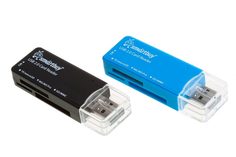 Картридер Smartbuy 749, USB 2.0 SD/microSD/MS/M2, голубой (SBR-749-B) ##от компании## Медиамир - ##фото## 1
