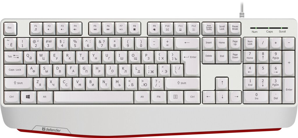 Клавиатура Defender Atom HB-546 RU, белый ,104+FN,1.8м, подставка (45547) от компании Медиамир - фото 1