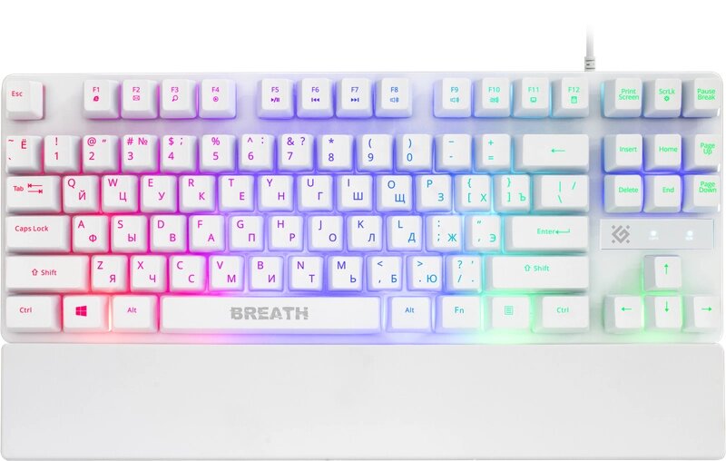 Клавиатура Defender игровая Breath GK-184 RU, белый, LED радужная,87кнопок , подставка  (45184) от компании Медиамир - фото 1