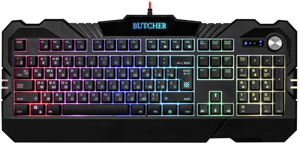 Клавиатура Defender игровая Butcher GK-193DL RU, RGB подсветка, 9 режимов (45193) от компании Медиамир - фото 1