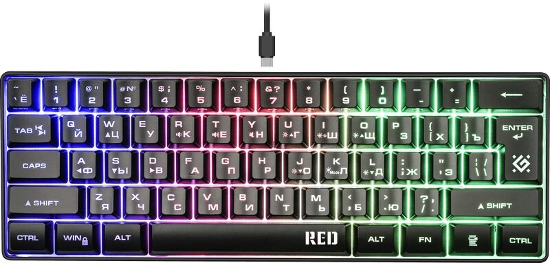 Клавиатура Defender игровая Red GK-116 RU, радужная подсветка, 61кнопка (45117) от компании Медиамир - фото 1