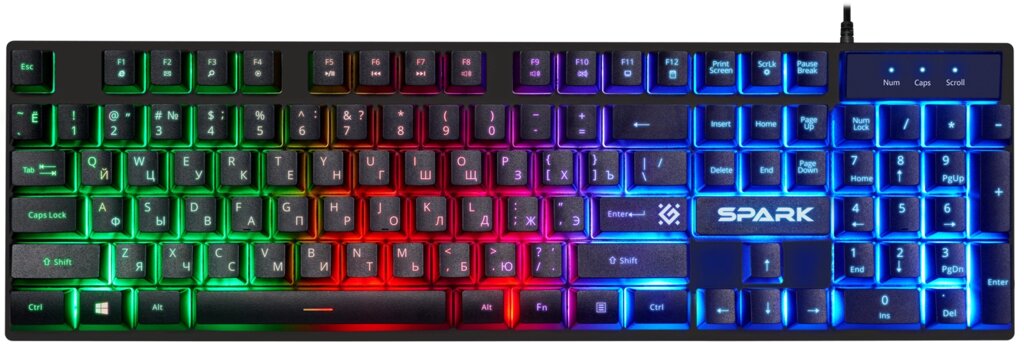 Клавиатура Defender игровая Spark GK-300L RU, радужная подсветка символов и клавиш (45300) от компании Медиамир - фото 1