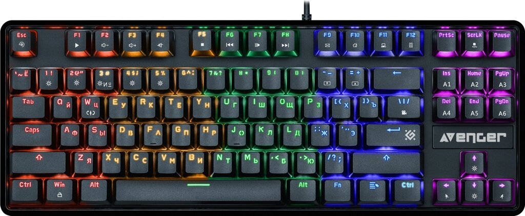 Клавиатура механическая DEFENDER Avenger GK-412 RU, Rainbow, красн. свитчи,87кн (45410) от компании Медиамир - фото 1