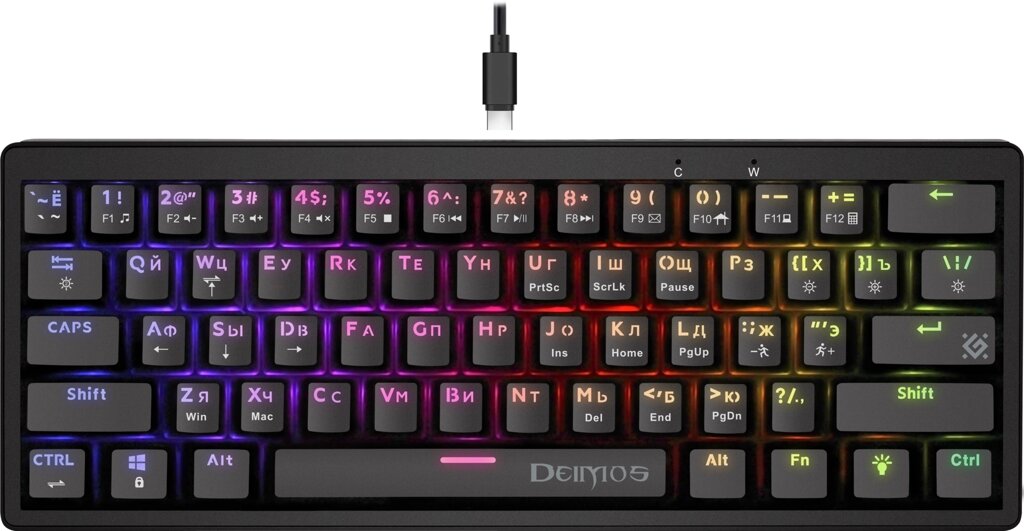 Клавиатура механическая DEFENDER Deimos GK-303 RU, RGB,61кн, розов. свитчи, черн.  (45303) от компании Медиамир - фото 1