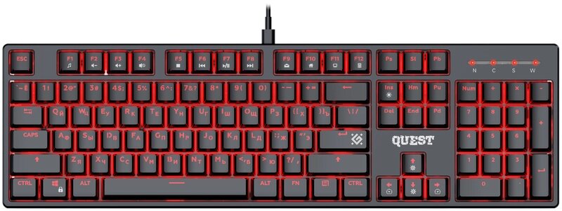 Клавиатура механическая DEFENDER Quest GK-596 RU, черный,104кн, SNK красные  (45596) от компании Медиамир - фото 1