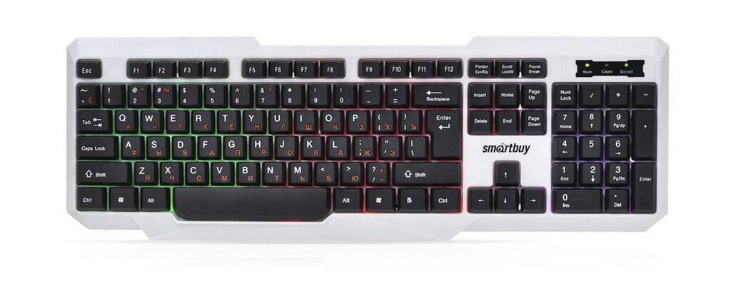 Клавиатура проводная Smartbuy с подсветкой 333 ONE USB бело-чёрная (SBK-333U-WК) /10 от компании Медиамир - фото 1