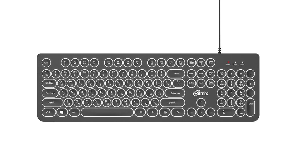 Клавиатура с подсветкой RITMIX RKB-214BL Black, мембранная, от компании Медиамир - фото 1