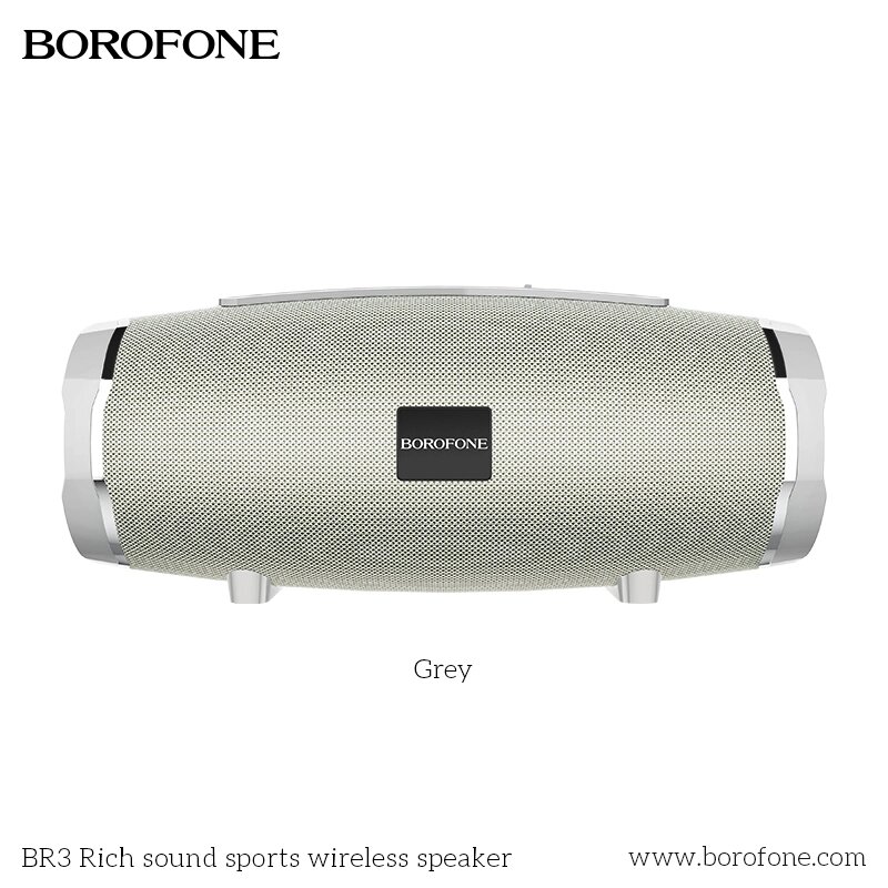 Колонка портативная Borofone BR3 Rich, 2*5W, 500 мАч, TF, USB Grey от компании Медиамир - фото 1