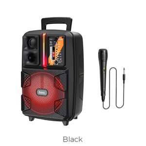 Колонка портативная HOCO BS37 10W 1800mAh, Bluetooth 5.0, Подсветка, FM, microSD, USB, МИКРОФОН Black