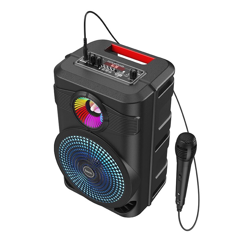 Колонка портативная HOCO BS46 10W 1800 мАч  подсветка,  FM, USB, TF, AUX, TWS МИКРОФОН Black сд от компании Медиамир - фото 1