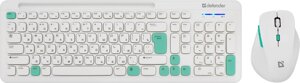 Комплект беспроводной Defender клавиатура+мышь Cerrato C-978 RU, бел+голубой, полноразмерный (45978)