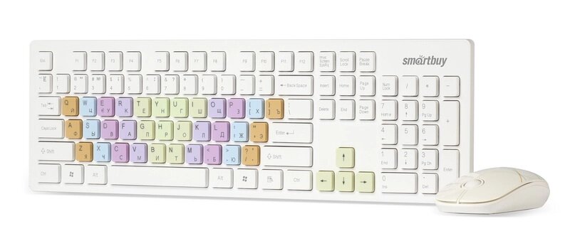 Комплект беспроводный клавиатура+мышь Smartbuy 218346AG белый с цветн. клавишам (SBC-218346AG-W) /20 ##от компании## Медиамир - ##фото## 1