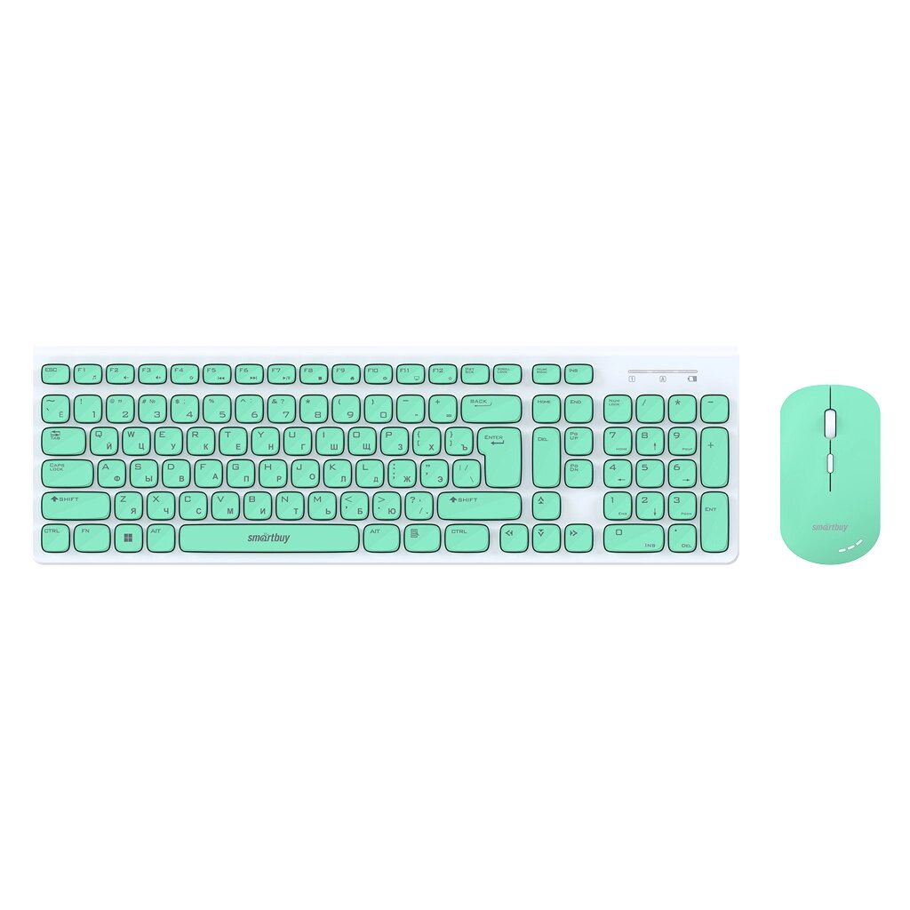 Комплект беспроводный клавиатура+мышь Smartbuy 250288 ONE бело-зеленый (SBC-250288AG-WG)/20 от компании Медиамир - фото 1