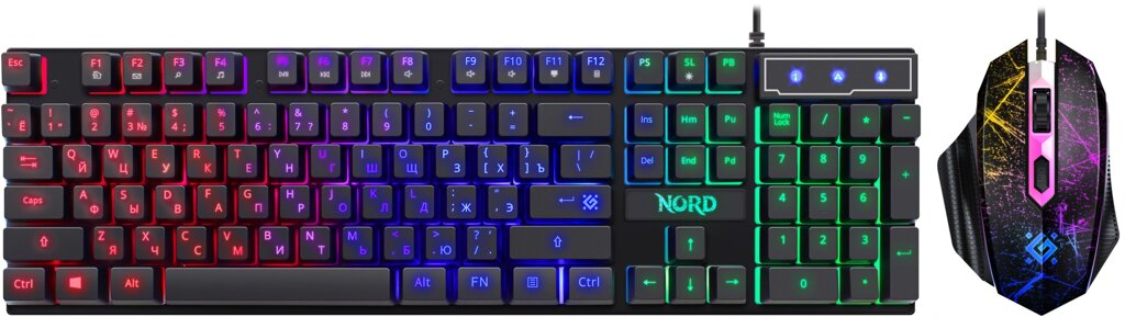 Комплект ИГРОВОЙ Defender Nord GS-959 RU, черн, радуж, мышь+клавиатура  (52959) от компании Медиамир - фото 1