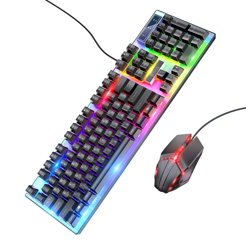 Комплект ИГРОВОЙ клавиатура+мышь Hoco GM18 с подсветкой Black от компании Медиамир - фото 1
