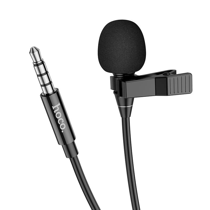 Микрофон Hoco L14 прищепка проводной Jack-3.5   Black м от компании Медиамир - фото 1