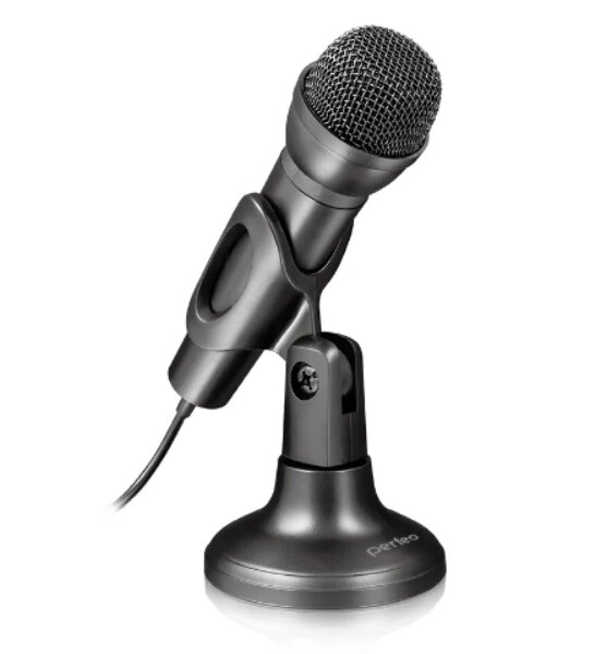 Микрофон компьютерный Perfeo M-4 черный (кабель 1,8 м, разъем 3,5 мм.) PF_C3205 от компании Медиамир - фото 1