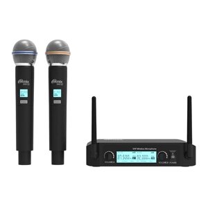 Микрофонная система RITMIX RWM-222 black , VHF-диапазона с 2 беспроводными микрофонами в комплекте от компании Медиамир - фото 1