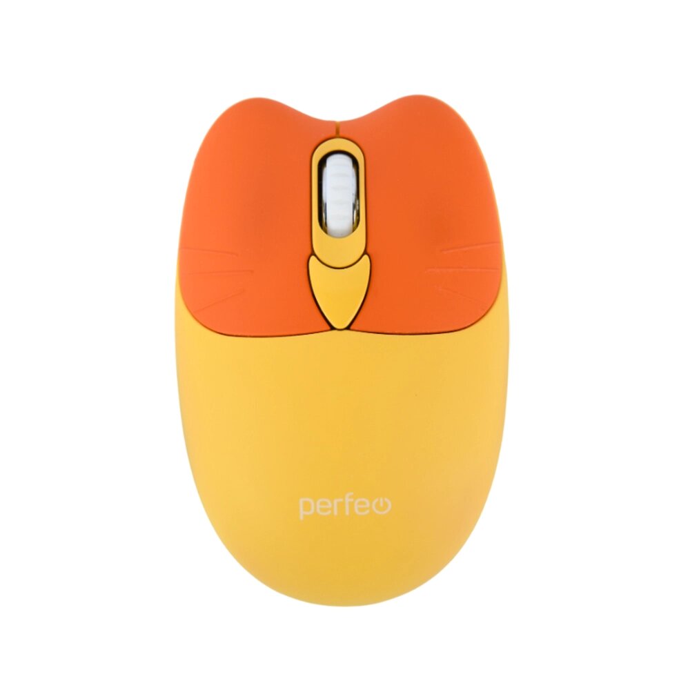 Мышь беспроводная Perfeo KITTY, 4 кн, Silent Click, DPI 800-1600, USB, жёлтая, PF_B3404 от компании Медиамир - фото 1