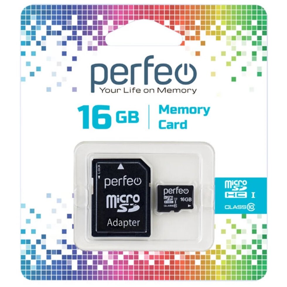 Perfeo micro SDHS 16GB Class10 (с адаптером SD) ##от компании## Медиамир - ##фото## 1