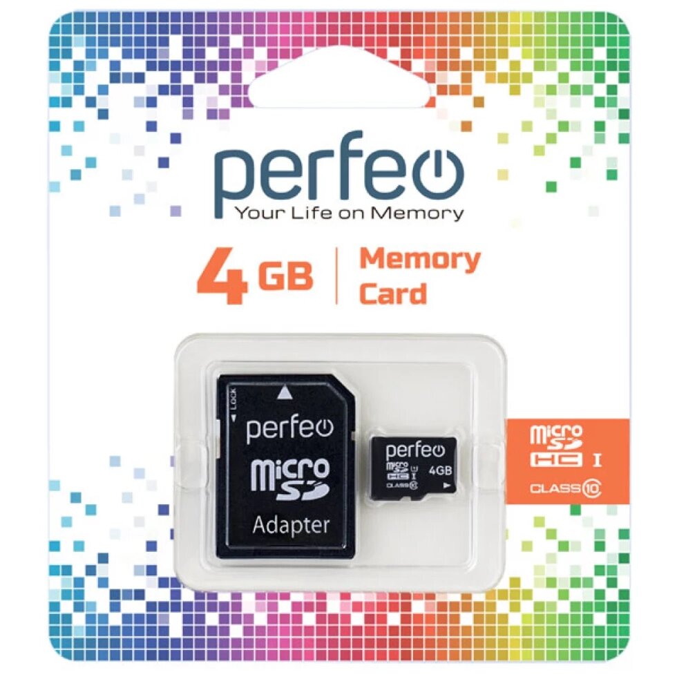 Perfeo micro SDHS 4GB Class10 (с адаптером SD) ##от компании## Медиамир - ##фото## 1
