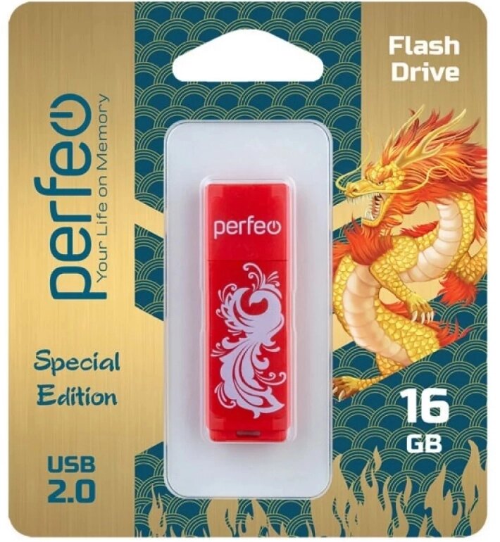 Perfeo USB 16GB C04 Red Phoenix от компании Медиамир - фото 1