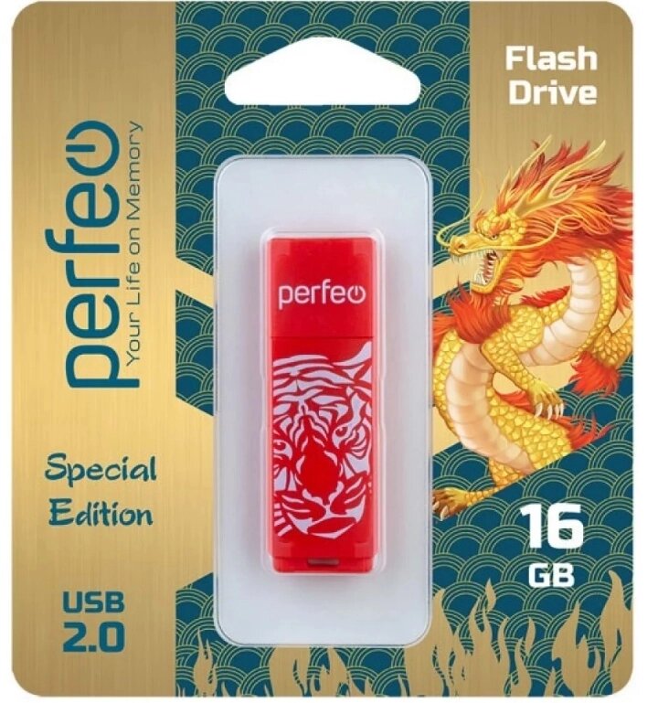 Perfeo USB 16GB C04 Red Tiger от компании Медиамир - фото 1