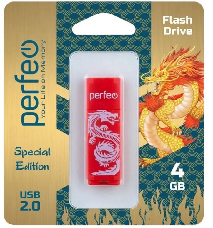 Perfeo USB 4GB C04 Red Dragon от компании Медиамир - фото 1