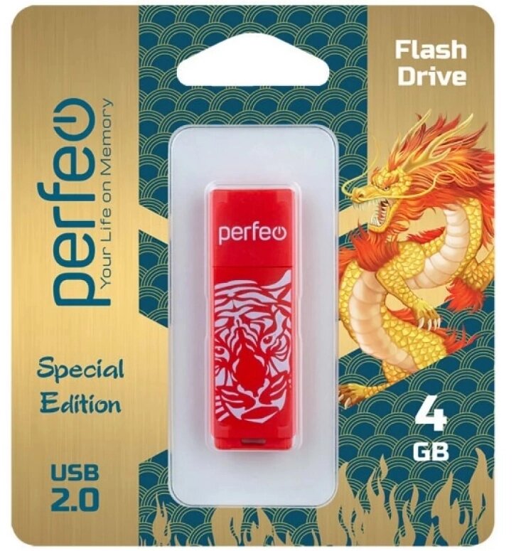 Perfeo USB 4GB C04 Red Tiger от компании Медиамир - фото 1