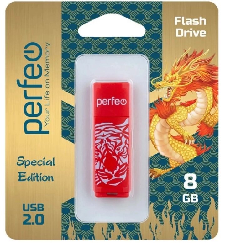 Perfeo USB 8GB C04 Red Tiger от компании Медиамир - фото 1