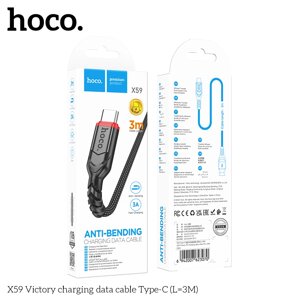 Кабель USB-TypeC Hoco X59 3.0A нейлон 3.0м Black д в Ростовской области от компании Медиамир