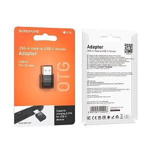 Адаптер Borofone OTG BV18a2.0 TypeC in - USB2.0 out Black с в Ростовской области от компании Медиамир