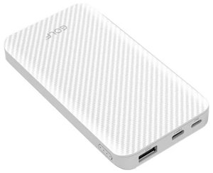 Внешний аккумулятор GOLF G34/5000 mah+Кабель Micro usb/InMicro usb, Lighting /Out USB,1А,2.1A/ White
