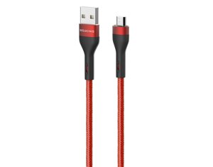 Кабель Breaking Tissue USB3.0 - Micro USB, 3A, 12W, тканевый каб. 1.2m. (Красный) (21454)