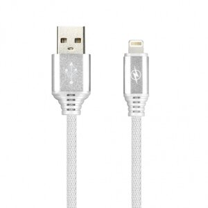 Кабель Smartbuy USB - 8-pin для Apple, TWILL с мет. наконечниками белый, 2 А, 1 м (iK-512MTW white)