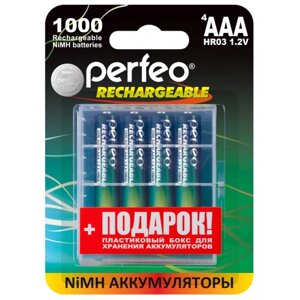 Аккумулятор PERFEO 1000МНААA- BL4+BOX/40