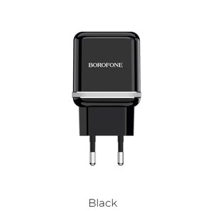 ЗУ Сетевое Borofon BA25A 2*USB, 2,1А, Smart-ID, блистер черный