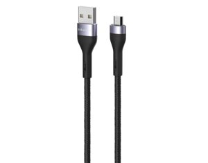 Кабель Breaking Tissue USB3.0 - Micro USB, 3A, 12W, тканевый каб. 1.2m. (Черный) (21456)