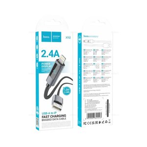 Кабель USB-Lightning HOCO X112 2.4A  LED экран 1.0м Black д в Ростовской области от компании Медиамир