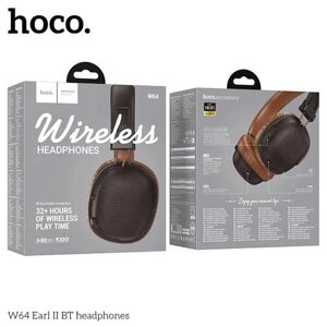 Гарнитура Bluetooth полноразмерная HOCO W64 BT5.4 300mah ПУ кожа, амбушюры силикон Brown д