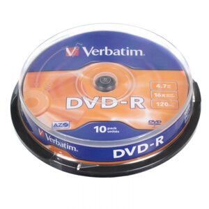 Диск Verbatim DVD+R 4.7 Gb 16х (уп. 10 шт. в пл. кор.) /200/