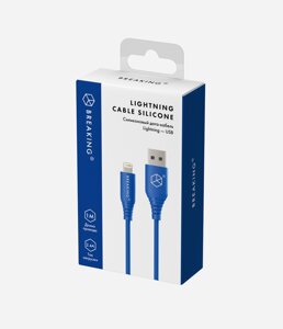Кабель Breaking Silicone, USB - Lightning, 2.4A, 1м (Синий) коробка (21616)