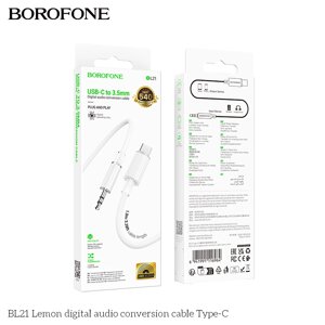Кабель AUX BOROFONE BL21a Jack 3.5mm - TypeC 1.0м White д