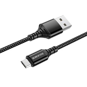Кабель USB-MicroUSB Borofon BX54 Ultra bright 2,4А нейлон 1м, Black мсд в Ростовской области от компании Медиамир