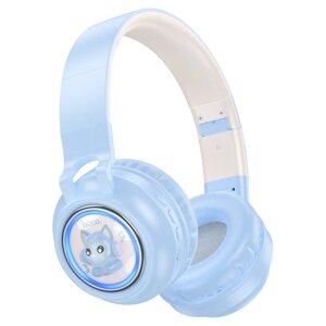 Гарнитура Bluetooth полноразмерная HOCO W50 Cute fun bluetooth 5.3, 400мАч складные Blue