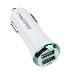 ЗУ Автомобильное SmartBuy TURBO 1x2.1А, 1x1A, белое, 2 USB (SBP-2021)