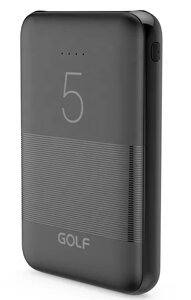 Внешний аккумулятор GOLF G95/ 5000 mah+Micro usb /In Micro usb/Out USB 1 А, 2.1A/Al/Black