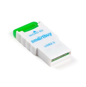 Картридер микро Smartbuy, USB 2.0 - MicroSD, 707 зеленый (SBR-707-G)